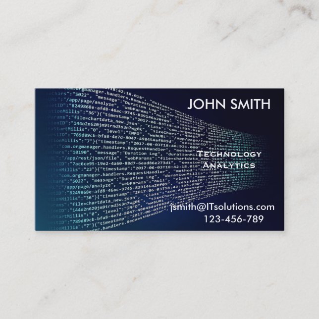 Carte De Visite Analytique de technologie de codage professionnel (Devant)