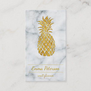 Carte De Visite ananas doré sur marbre blanc
