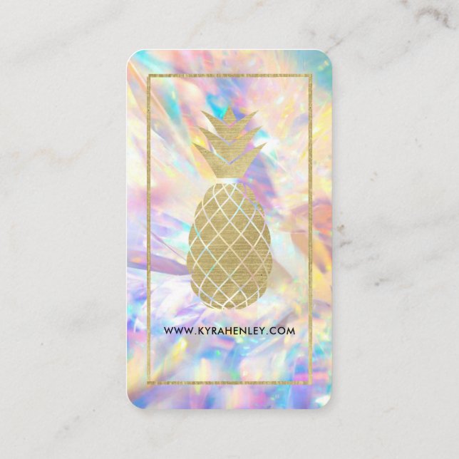 Carte De Visite Ananas Holographique Crystal Gold Simple Moderne (Dos)