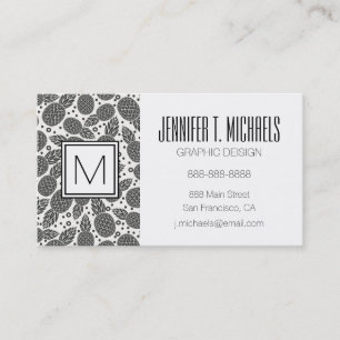 Carte De Visite Ananas monochrome  Monogramme
