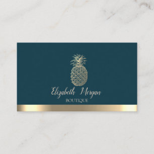 Carte De Visite Ananas rayé or élégant professionnel