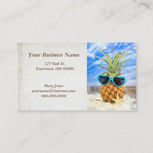 Carte De Visite ananas tropical en lunettes de soleil