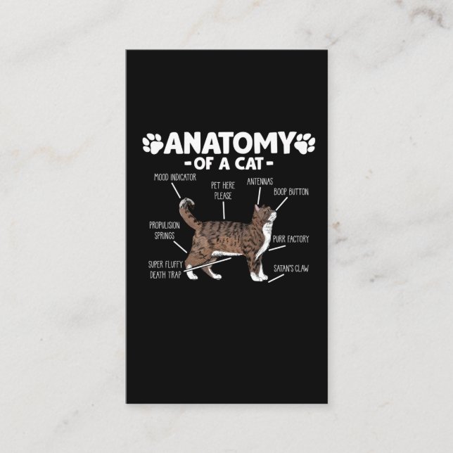 Carte De Visite Anatomie amusante d'un chat Cute Kitty Lover Propr (Devant)
