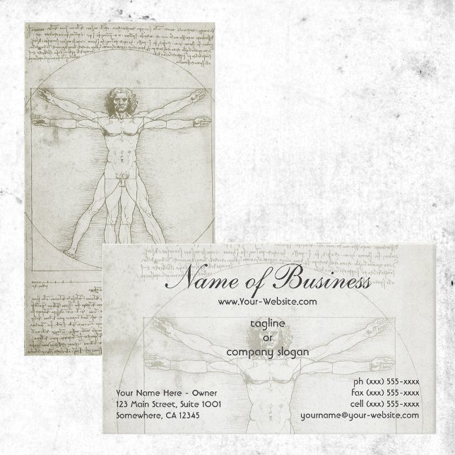 Carte De Visite Anatomie humaine, Homme vitruvien par Léonard de V (Créateur téléchargé)