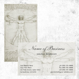 Carte De Visite Anatomie humaine, l'Homme de Vitruve de Léonard de