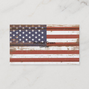 Carte De Visite Ancien drapeau américain en bois
