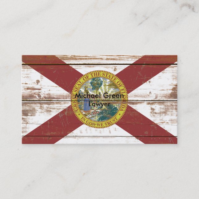 Carte De Visite Ancien drapeau de l'État de Floride en bois (Devant)