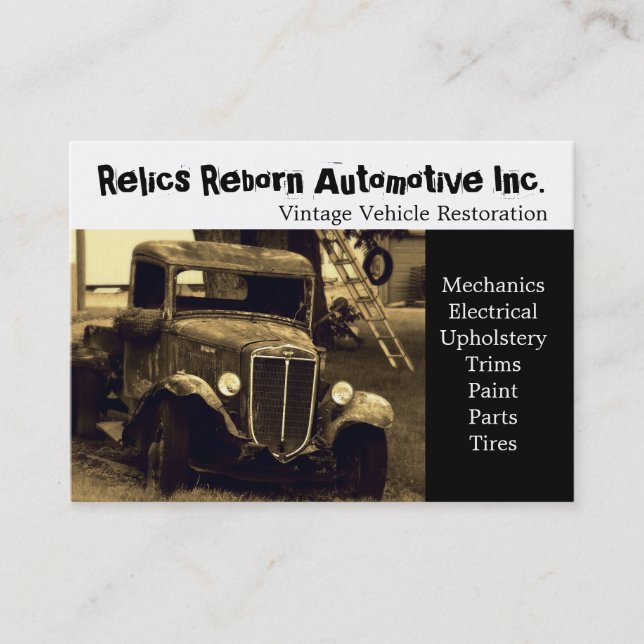 Carte De Visite Ancienne boutique de réparation de camions (Devant)