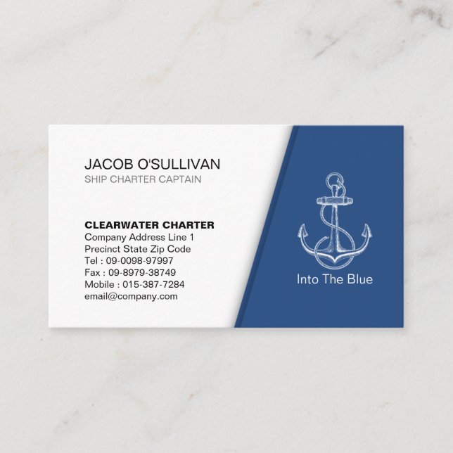 Carte De Visite Ancre Bateau Charte Pêche (Devant)