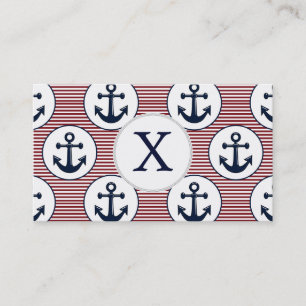 Carte De Visite Ancre bleue de la marine marine Motif nautique