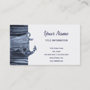 Carte De Visite Ancre de Parties scintillant d'aquarelle gris bleu
