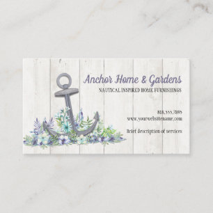 Carte De Visite Ancre florale marine
