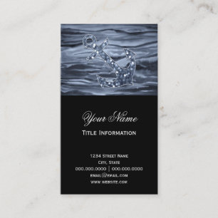 Carte De Visite Ancre grise bleuâtre nautique de parties