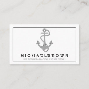 Carte De Visite Ancre marine blanche gris