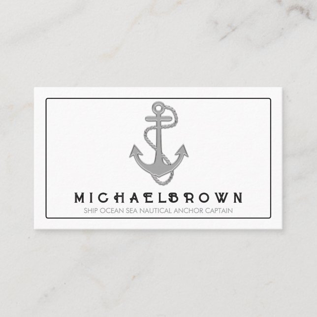 Carte De Visite Ancre marine blanche gris (Devant)
