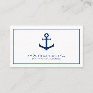 Carte De Visite Ancre marine bleu blanc simple