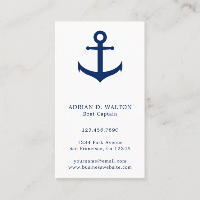 Carte De Visite Ancre marine Bleu Bleu Bleu Simple (Devant)