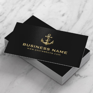 Carte De Visite Ancre nautique Gold Boat professionnel Noir