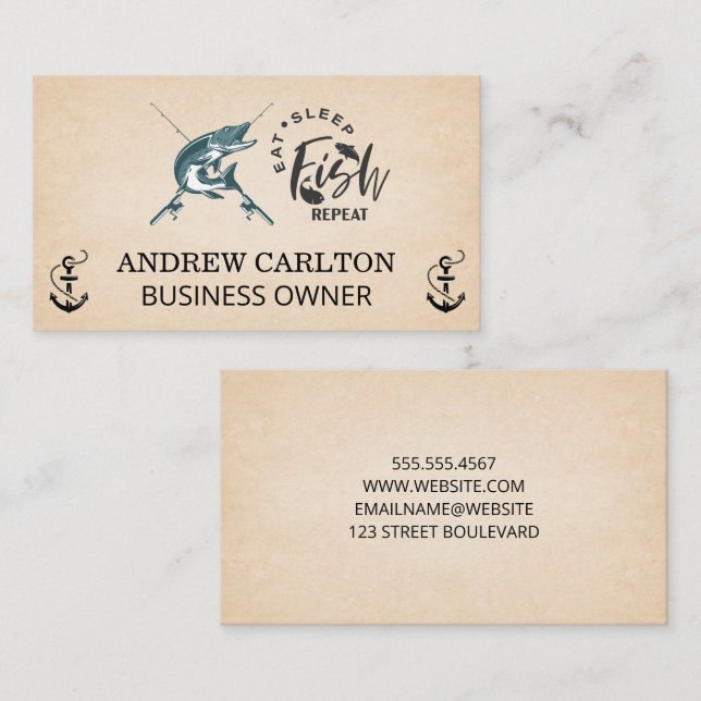 Carte De Visite Ancres | Logo Poissons et Poles (Devant / Derrière)