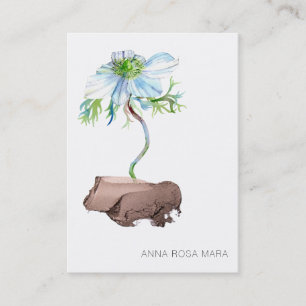 Carte De Visite *~* Anemone Floral Rose Or Code QR Entreprise