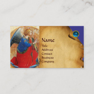 CARTE DE VISITE ANGE EN ROUGE ET LE BLEU D'OR