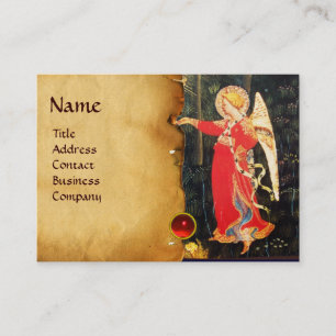 CARTE DE VISITE ANGE EN ROUGE ET OR