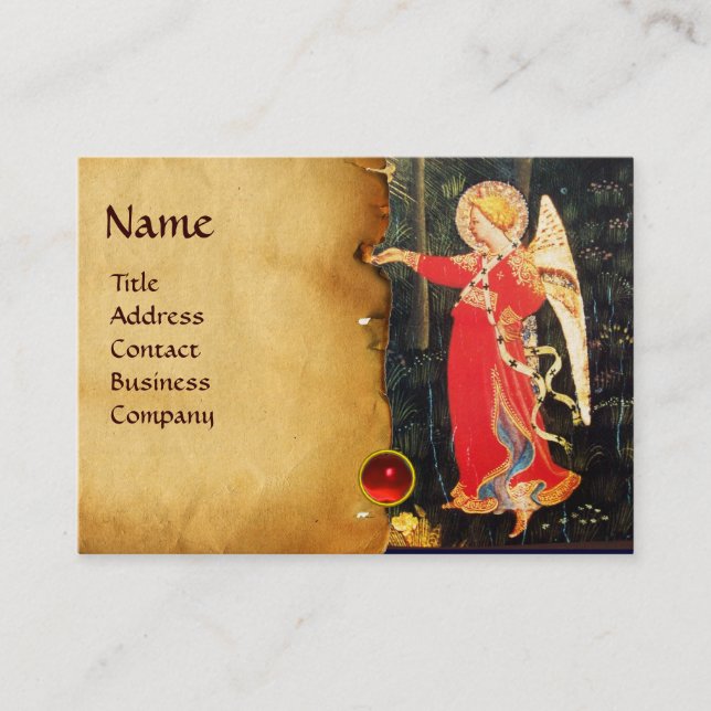 CARTE DE VISITE ANGE EN ROUGE ET OR (Devant)