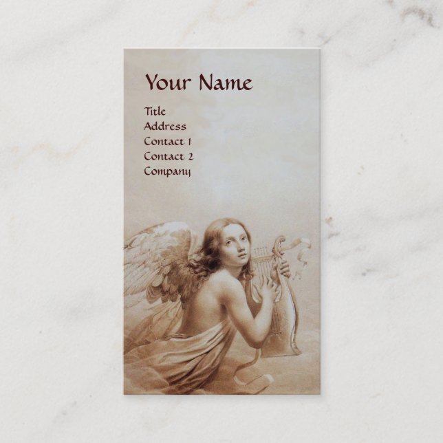 Carte De Visite ANGE JOUER LYRA SUR LE MONogramme DES NUAGES (Devant)