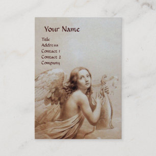 Carte De Visite ANGE JOUER LYRA SUR LES NUAGES, papier perlé
