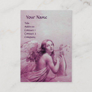Carte De Visite ANGE JOUER LYRA SUR LES NUAGES, papier perlé