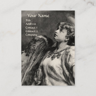 CARTE DE VISITE ANGE ROMANTIQUE AVEC PEUR EN NOIR ET BLANC