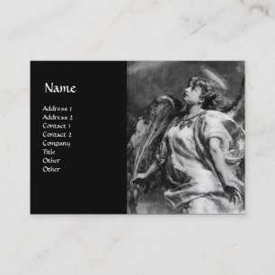 Carte De Visite ANGE ROMANTIQUE AVEC PEUR EN Pearl BLANC NOIR