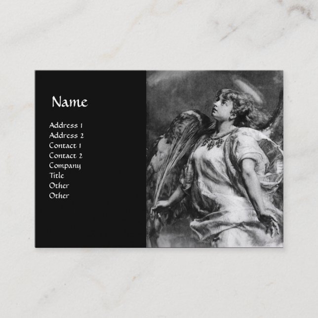 Carte De Visite ANGE ROMANTIQUE AVEC PEUR EN Pearl BLANC NOIR (Devant)