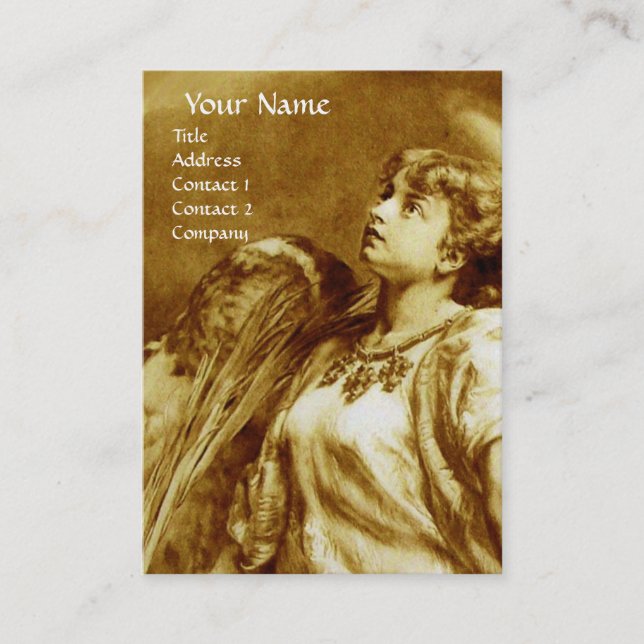 Carte De Visite ANGE ROMANTIQUE EN SEPIA BROWN JAUNE perle blanche (Devant)