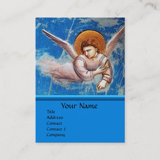 CARTE DE VISITE ANGE VOLANT EN BLEU, SAPPHIRE MONOGRAMME EN PIERRE (Devant)