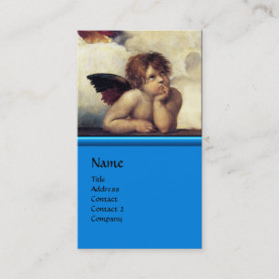Carte De Visite ANGEL aile Cherub Monogramme bleu saphir argent