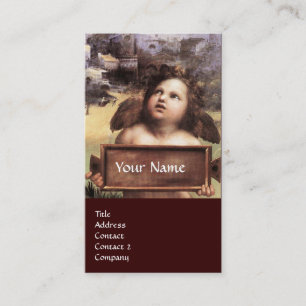 Carte De Visite ANGEL aile Cherub Monogramme bleu saphir noir
