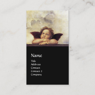 Carte De Visite ANGEL aile Cherub Monogramme bleu saphir noir