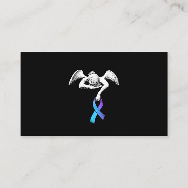 Carte De Visite Angel détient Turquoise Ribbon Prévention du suici (Devant)