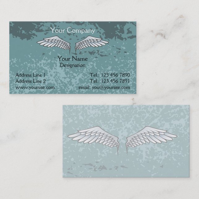 Carte De Visite Angel Wings bleu boueux (Devant / Derrière)