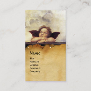 Carte De Visite ANGELS aile Cherub Monogra, Paechment, Rubis rouge