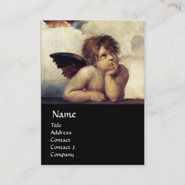 Carte De Visite ANGELS - Cherubs ailés, noir (Devant)