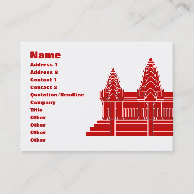 Carte De Visite Angkor Vat Cambodgien / Drapeau Khmer (Devant)