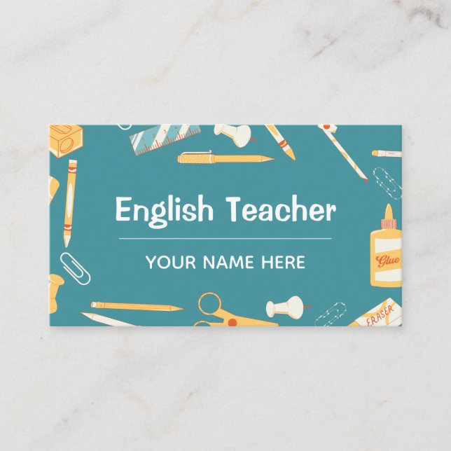 Carte De Visite Anglais Enseignant Choses Motif Accueil Tuteur (Devant)