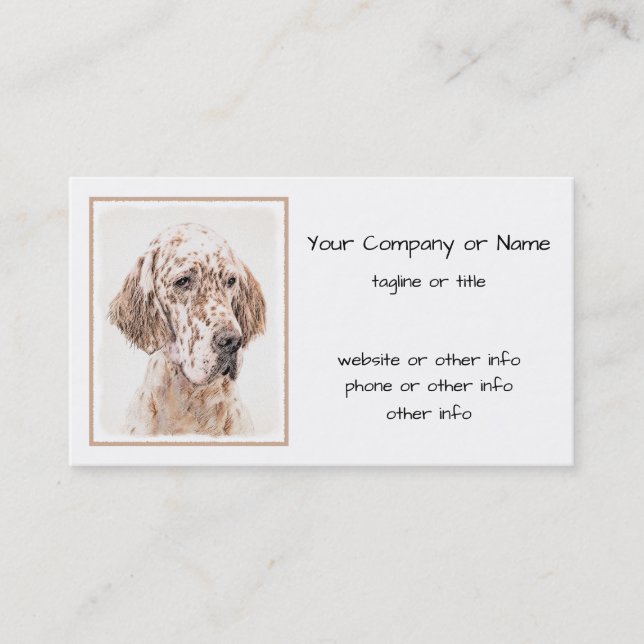 Carte De Visite Anglais Setter Orange Belton Peinture Chien Art (Devant)
