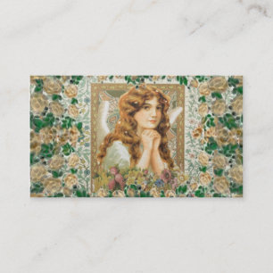 Carte De Visite Angle Vintage aux roses jaunes