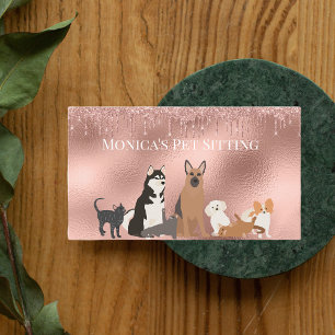 Carte De Visite Animal assis Chien Chat Animal de compagnie assis