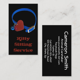 Carte De Visite Animal Care Business Blue Collar Red Heart