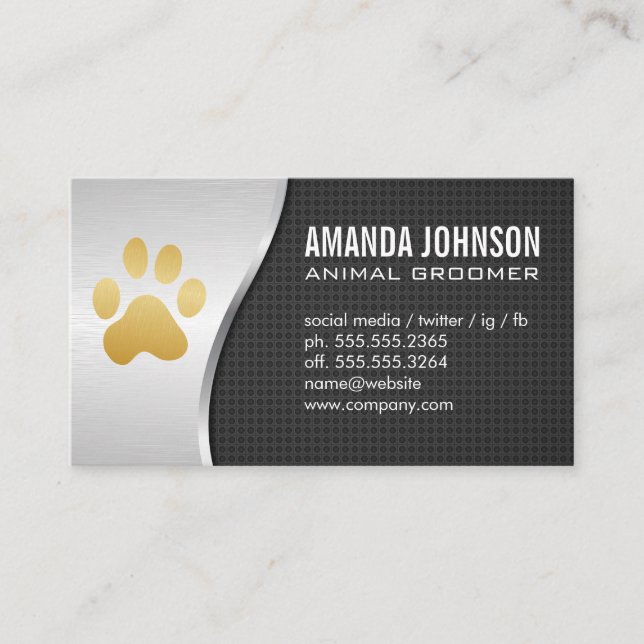 Carte De Visite Animal Groomer Paw animal (Devant)