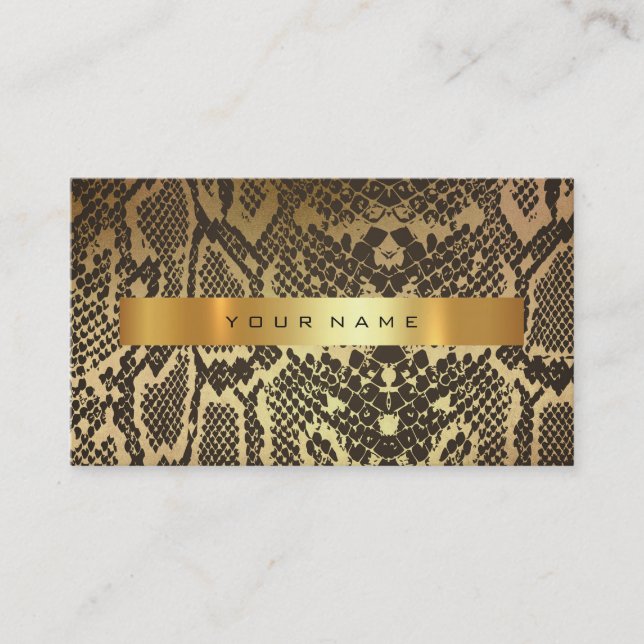 Carte De Visite Animal Skin Black Gold Python Vip Fashion Liste (Devant)